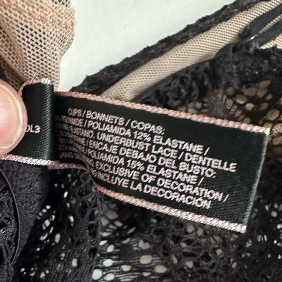 Victoria’s Secret Black Lace Long Line Unpadded Bralette Size Medium EUC - Picture 5 of 5